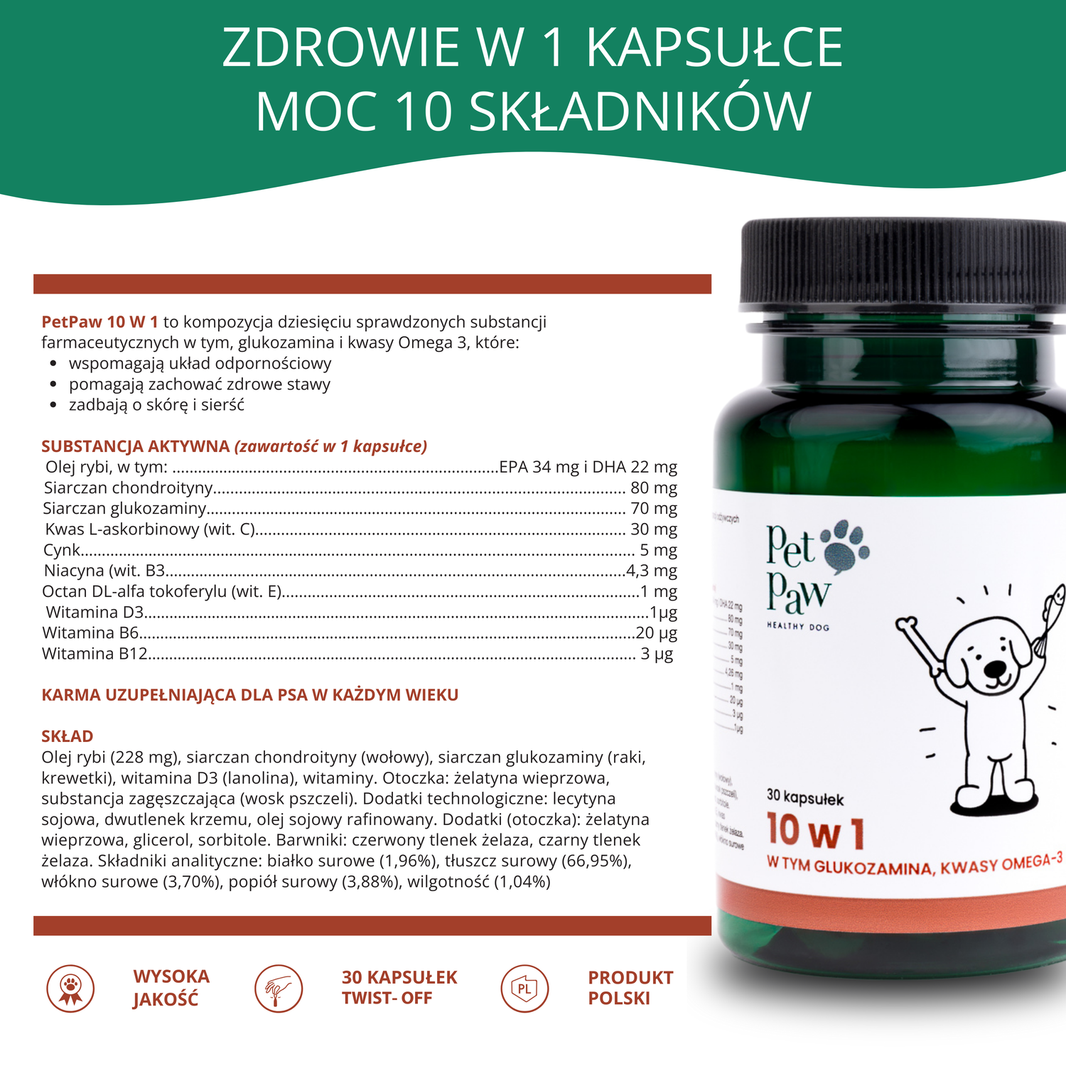 PetPaw 10 W 1 – suplementy dla psów